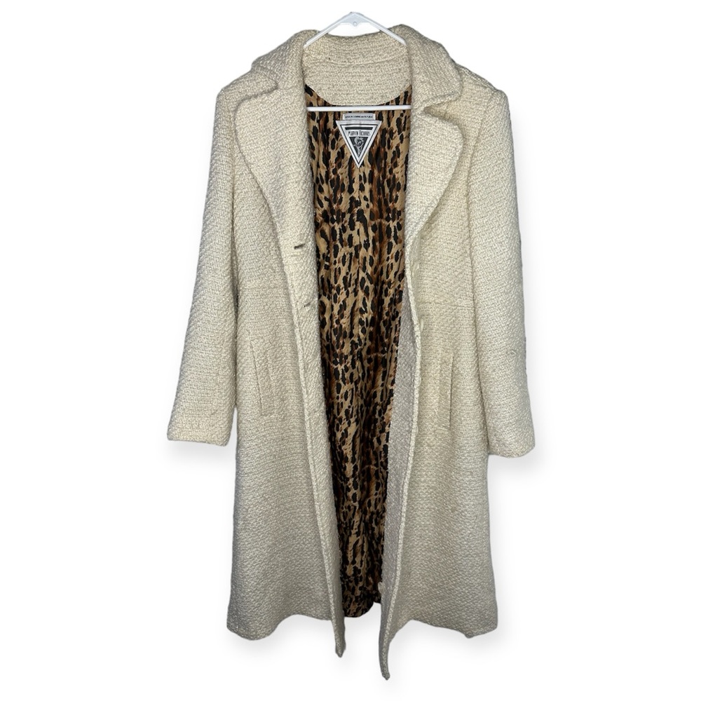 Marvin Richards Vintage Wool Tweed Leopard Print Lined Coat Women’s Size 12